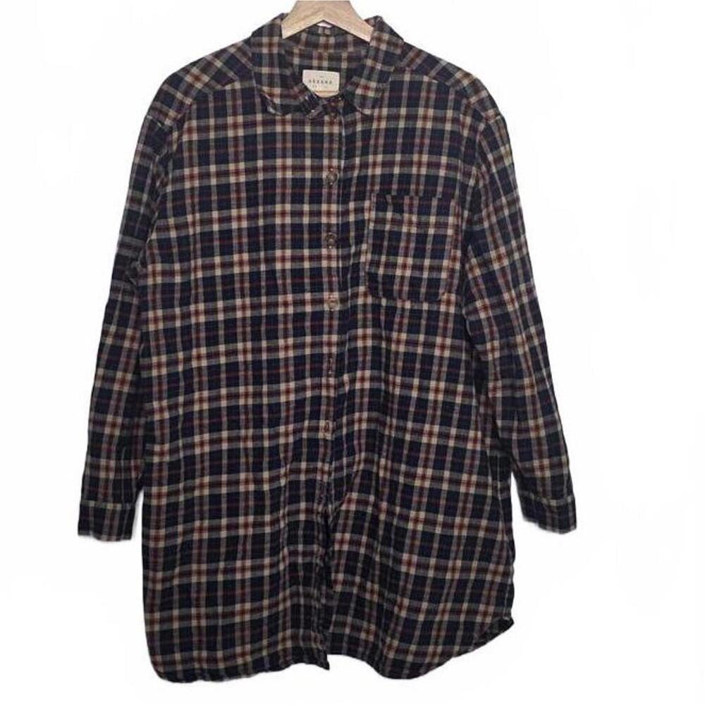 Sezane Sadie Dress Flannel Plaid 100% Cotton Size 42 US 10